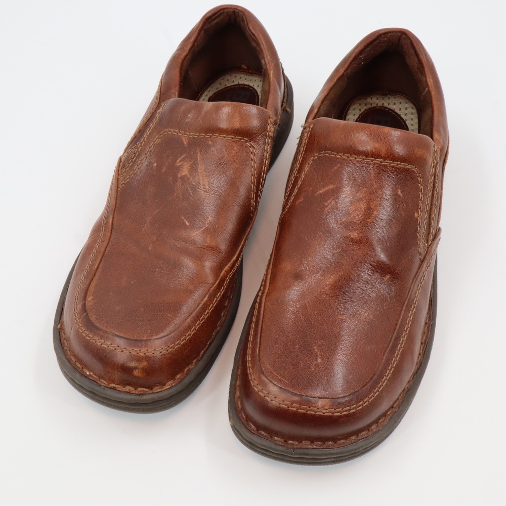 Born Slip On Loafers Mens 10.5M Brown Leather‎ Moc Toe Shoes BM0003925